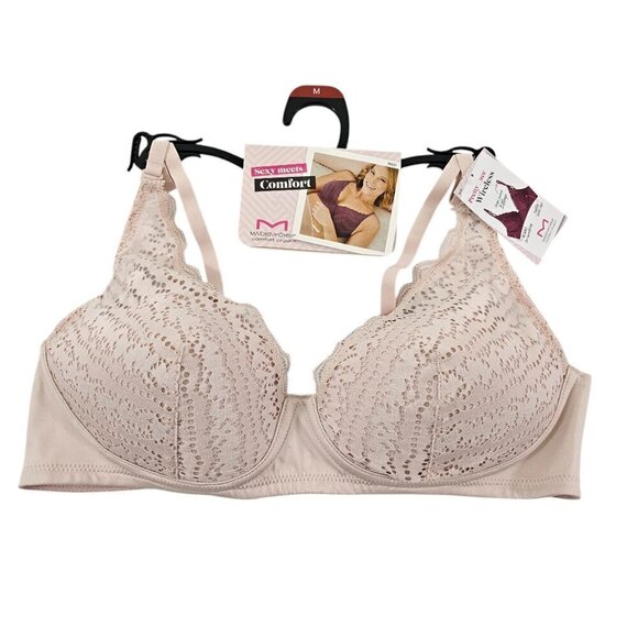 Maidenform Comfort Crush Pretty Lace Wireless Pink Bra – Small/Medium NWT - Picture 2 of 16